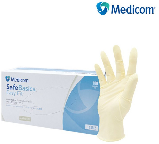 메디컴 세이프베이직 라텍스 글러브, 아이보리, 대(L), 1개