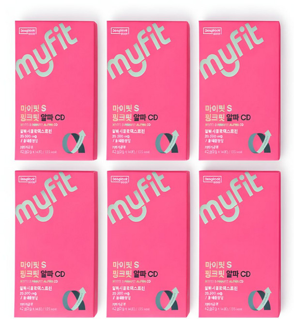 동국제약 마이핏 이보영 알파CD 분말 식약청인증 핑크핏 알파시클로덱스트린 알파시디, 42g, 6개