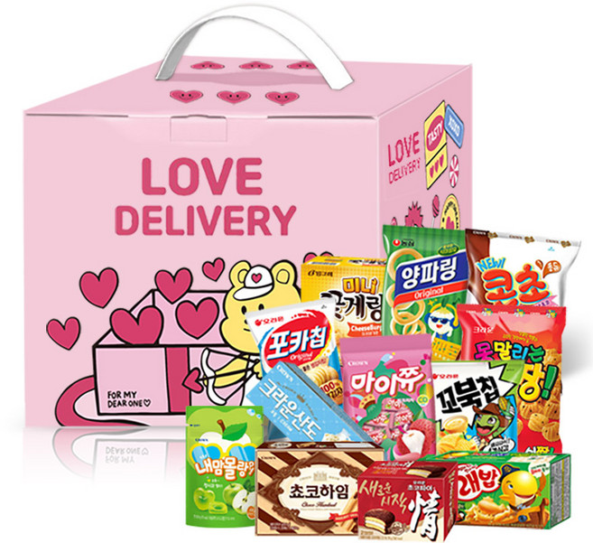 스윗몬 손잡이 종합과자 선물세트 과자세트 핑크베어 A12종, 1