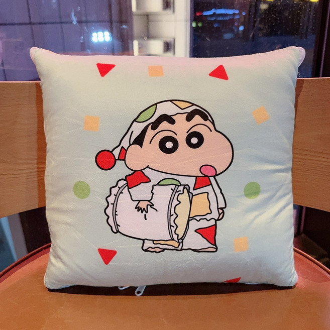 복[WL]짱구는못말려 2in1 쿠션 이불 담요, 잠옷짱구, 쿠션 38x38cm 이불 1mx1.5 m