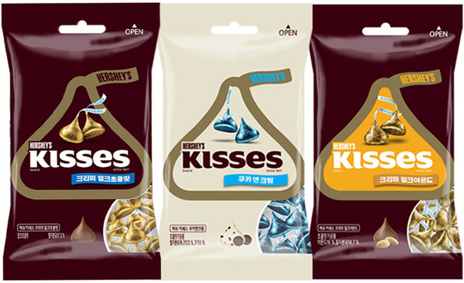허쉬 키세스 52g 3종(밀크+아몬드+쿠앤크), 156g, 1세트