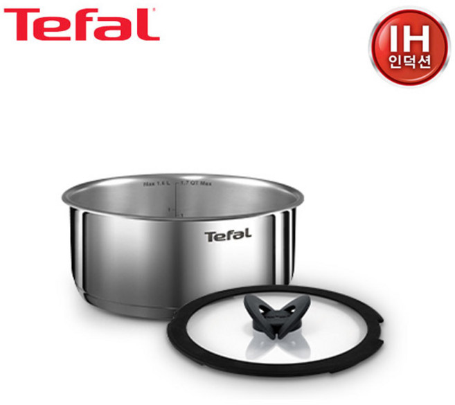 [테팔] IH 매직핸즈 이모션 스텐 냄비 16cm+유리뚜껑 16cm TEFAL, 1개
