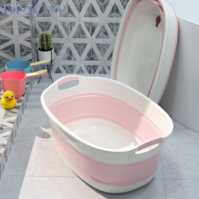 빼다 틈새수납 접이식 다용도 물빠짐 대야 수납 바스켓 리빙박스 S, 핑크, S(53.5x38x8(20)cm), 1개