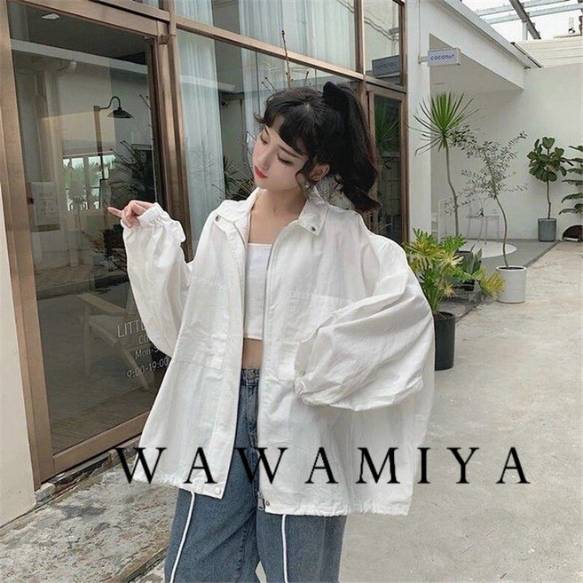 루즈핏 캐주얼 재킷 야구복 긴팔 코트 남방 아우터 여성용 잠바 항공점퍼 상의 WAWAMIYA