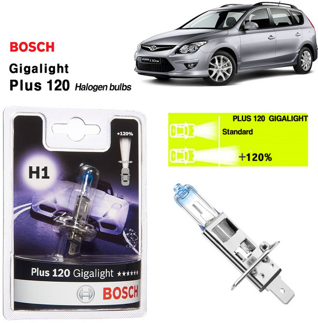 i30 i30CW 상향등 2007~2011 보쉬 할로겐전구 Plus120 Gigalight H1 낱개포장 1P, 1개