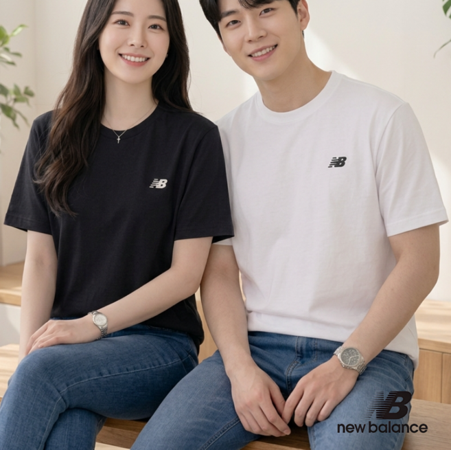 [정품/빠른출고] 뉴발란스 반팔 남녀공용 UNI 에센셜 라운드넥 티셔츠 AP2603