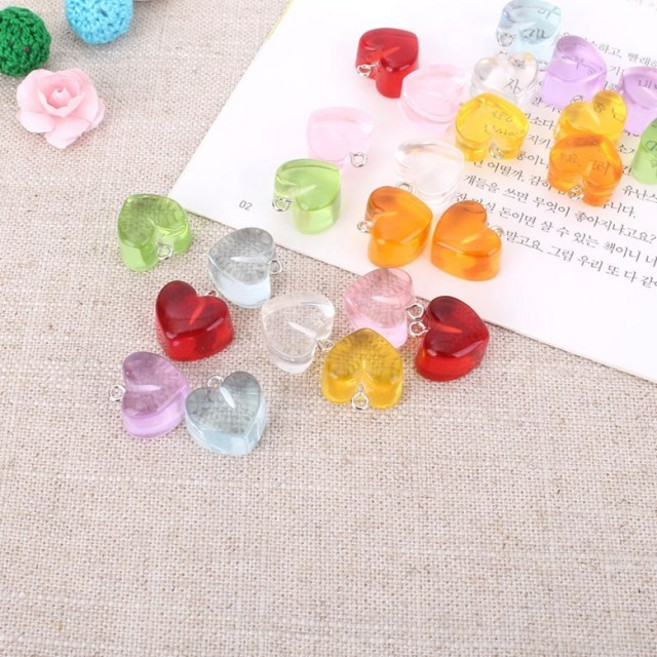 짱패브릭 젤리하트 키링 장식 키링diy, 오렌지, 1개