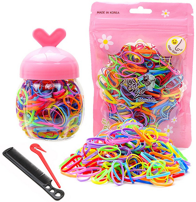 링하나 여아용 안아픈 머리끈 아이럽밴드 지퍼백 통 이지컷 포켓빗 세트