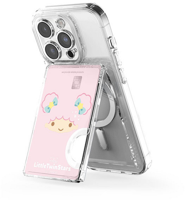 산리오 투명 마그네틱 멀티 스탠드 카드지갑(맥세이프 호환), 1개, 페이스_리틀트윈스타_라라