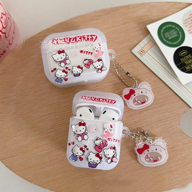 [키링포함] KT 고양이 믹스 에어팟케이스, 1개, 화이트, 1/2세대