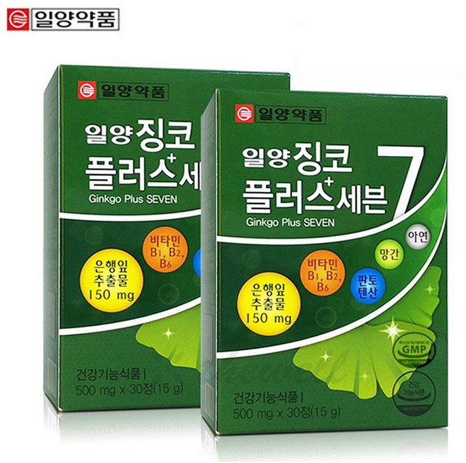 일양약품 징코플러스 은행잎추출물 기억력 혈행개선, 30정, 2개