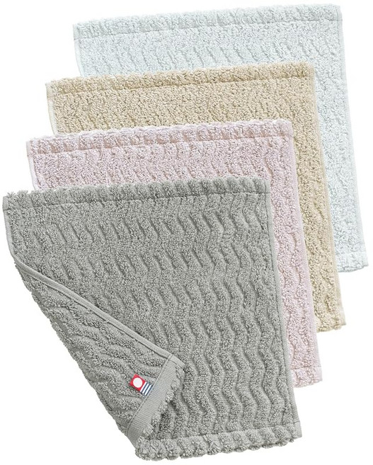 블룸 이마바리 타월 인증 손수건 4매 세트 ash (아시) 타월 손수건 손수건 타월 핸드타월 22×22cm 소형 컴팩트 면 100% 일본 제조 (전 색상 세트)