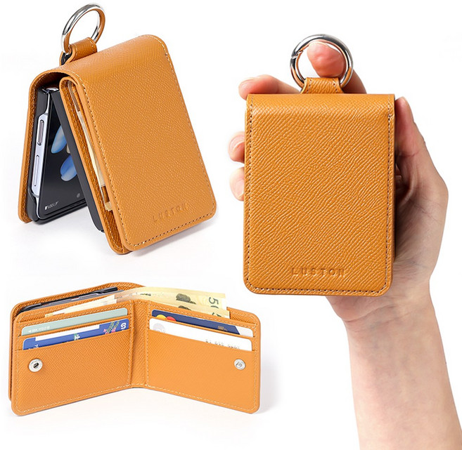 루스톤 피렌체 천연소가죽 지폐 카드 갤럭시 Z플립 5 6 7 지갑형 케이스