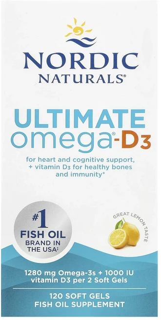 Nordic Naturals Ultimate Omega®-D3 레몬 맛 소프트젤 120정, NordicNaturalsUltimateOmegaD3레, 1개 - 쿠팡