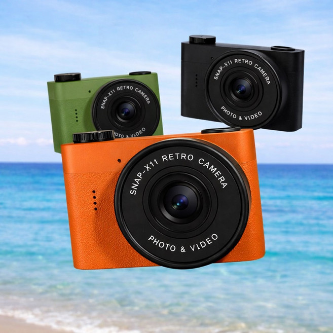 엑스트라 스냅 X11 레트로 초미니 디지털 카메라 8GB 메모리포함 키링캠 초소형 유튜브용 비디오 동영상 브이로그 촬영 빈티지 디카 여행용 액션캠 바디캠 키즈 어린이 유아 혼카, 11 트러플 블랙 X11 레트로 카메라