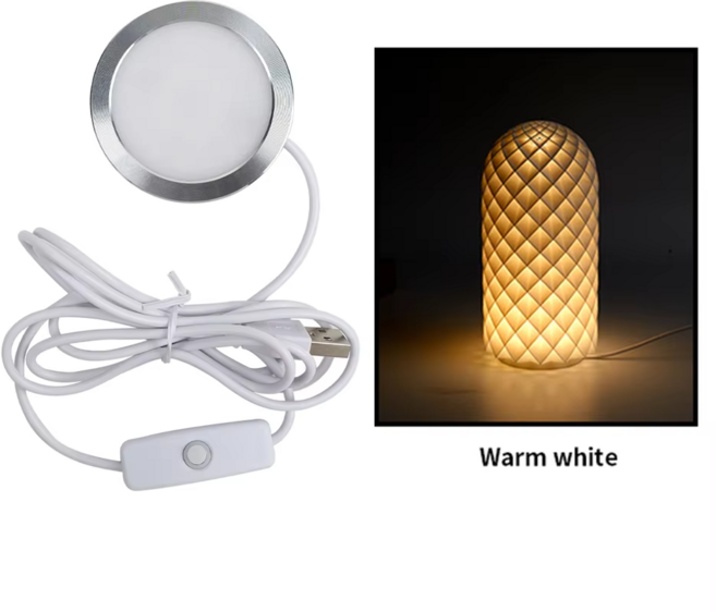 Bambu LED 램프 키트 001 DIY 모델 하드웨어 쉘 없음 따뜻한 흰색 DC 5V 프린터 조정 가능한 라이트 용, 02 Led Lamp Warm White