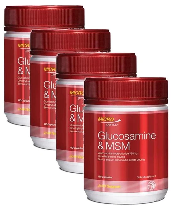 마이크로제닉스 글루코사민 MSM 콘드로이친 캡슐 Microgenics Glucosamine MSM, 4개, 180정 - 쿠팡