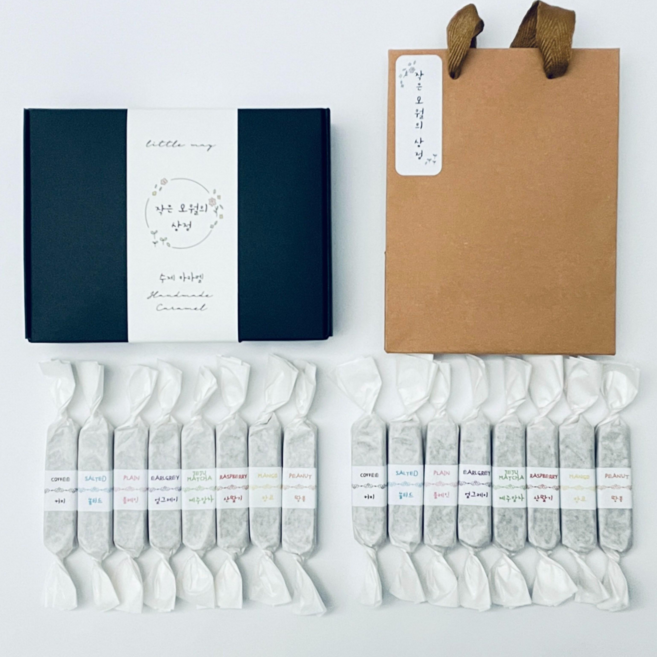 수제 카라멜 프리미엄 디저트 답례품 와인안주 핸드메이드 캐러멜 선물 세트 쇼핑백포함, 16개, 23g