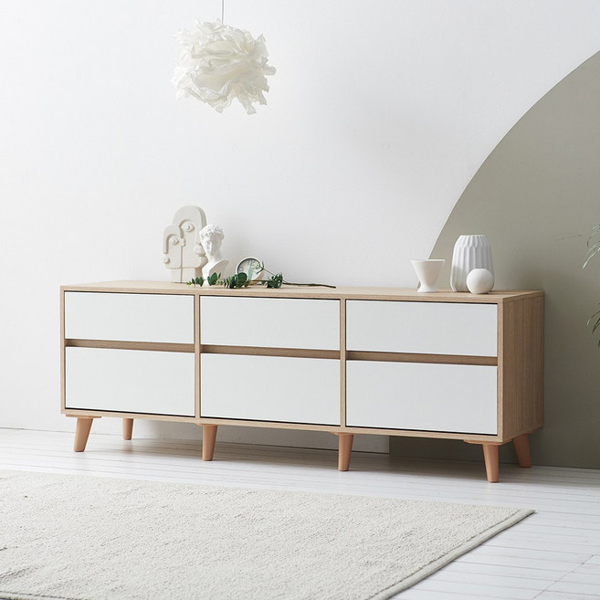 장인가구 헤렌 높은 거실장 1500 6서랍, 아카시아그레이