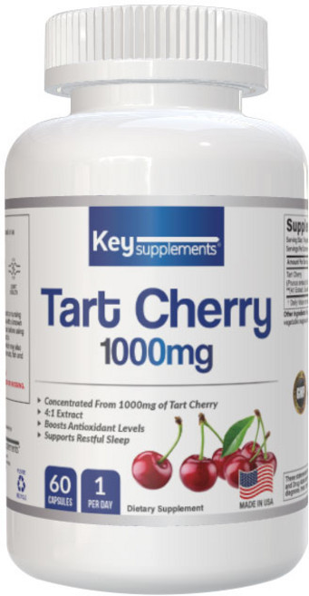 키서플리먼트 타르트 체리 1000mg 60캡슐 자연 유래 식물성 멜라토닌, 1개, 60정