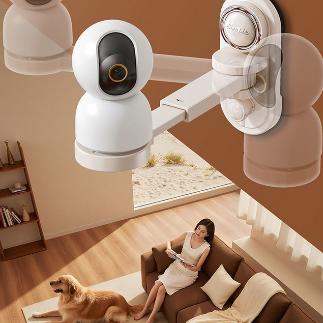 Eyimtech 흡착판 CCTV용 거치대 길이 각도 조절이 가능한 홈캠 거치대, 흰색