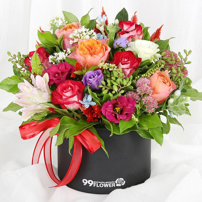 (오늘도착) 99플라워 프리미엄 꽃상자 "꽃날" 혼합 장미 플라워박스 ST-B480 - 고백 프로포즈 결혼기념일 생일선물 당일꽃배달 전국당일배송 생화