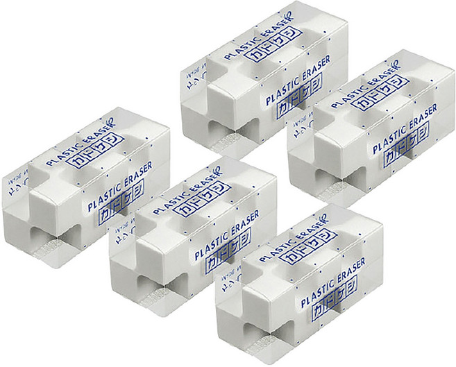 PLASTIC ERASER 塊狀橡皮擦, 白色, 5個