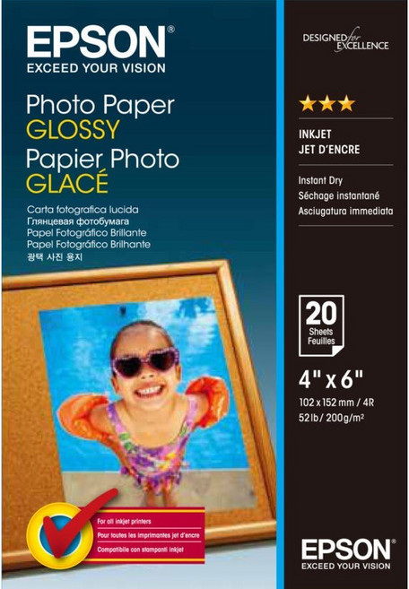 엡손 잉크젯전용 광택 포토용지 S042546 20매, 4X6, 1개