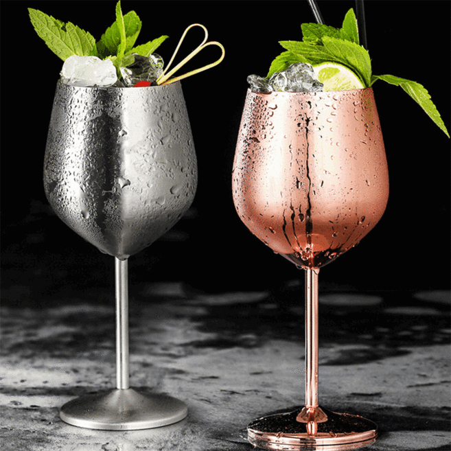 스테인리스 와인잔 안깨지는 경량 캠핑 와인잔, 로즈골드, 1개, 520ml