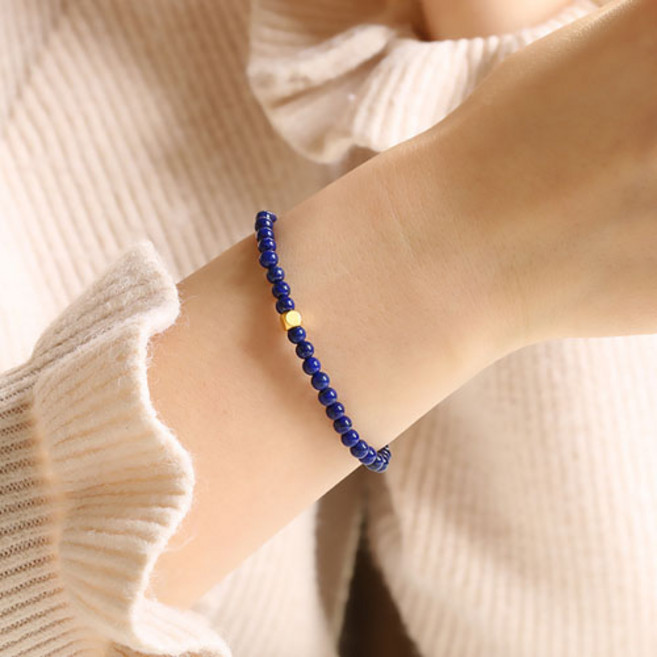 여성 천연 청금석 라피스라줄리 탄생석 레이어드 팔찌 A1681