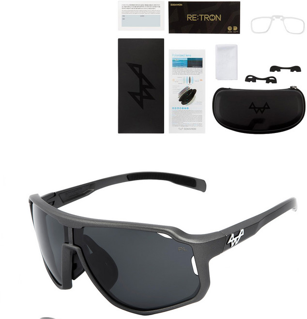 소다몬 RETRON RT3301 시리즈 편광 변색 스포츠 선글라스 전용케이스 클리너 도수클립 코패드, [6] RT3301-C06 그레이편광, 1개