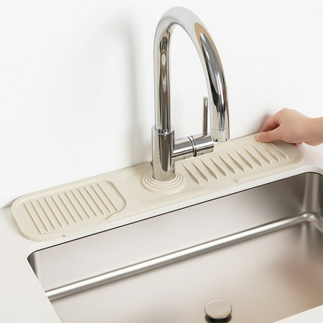 싱크대 실리콘 매트 주방 세면대 패드 물빠짐 수전매트, 크림화이트, 1개