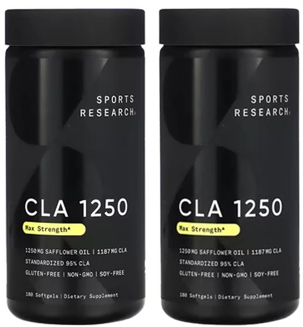 스포츠리서치 CLA 1250 최대 효능 1 250mg 소프트젤 180정, 2개 - 쿠팡