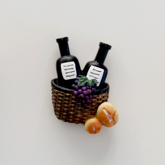 푸드 미니어처 마그넷 냉장고 자석, 포도와인바구니