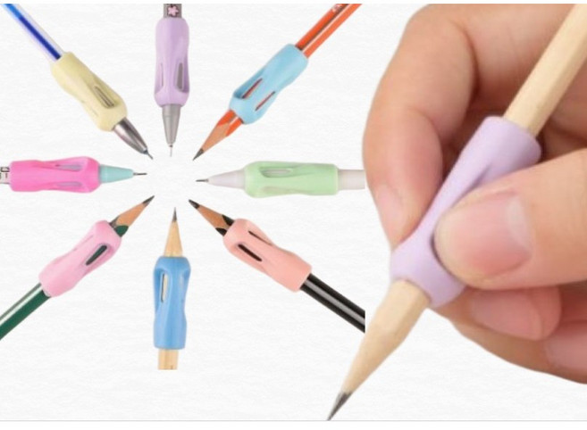 신나서상사 연필 그립 악필 교정 홀더8 연필2개 한세트, 1세트, 그린+핑크+블루+퍼플+라이트블루+옐로우+연핑크+아이보리