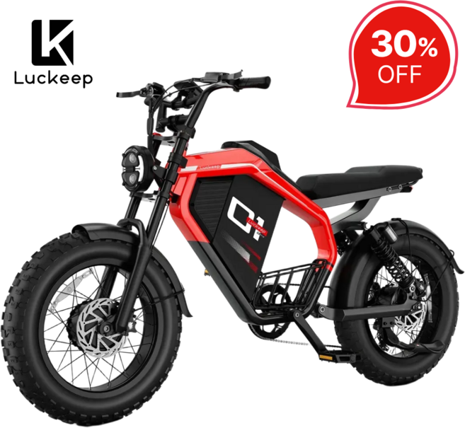 Luckeep 전기자전거 자토바이 배달용 고출력 출퇴근용 52v 2000w M5 Ultra, 레드, 알루미늄