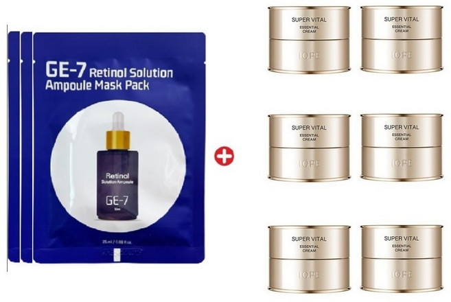 레티놀 마스크3개/아이오페 슈퍼바이탈 크림 10mlx6개/60ml, 6개, 10g