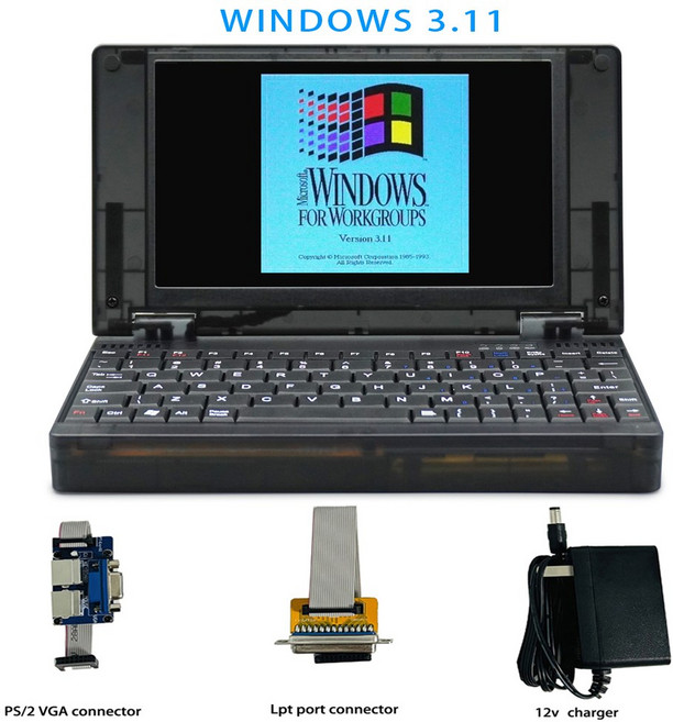 Pocket386 레트로 컴퓨터 386sx CPU DOS 업그레이드 윈도우 3.11, 없음, 없음, 2) Black 386, 1개