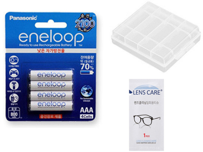에네루프 충전지 AA AAA 4알 + 보관케이스+티슈 충전건전지 니켈수소배터리, 에네루프 AAA 4알(작은거)+보관케이스+티슈, 1개