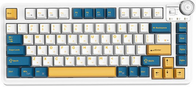 AULA 유무선 독거미 한글자판 기계식 키보드 저소음 바다축 AU75, 화이트, 갈축