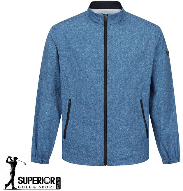 골프웨어 [슈페리어 중계점] *2026년 봄 NEW ITEM* 남성 프린트 점퍼 (블루) 투톤의 은은한 프린트 패턴 디자인 봄 가을 간절기에 가볍게 입기 좋은 홑겹 아우터
