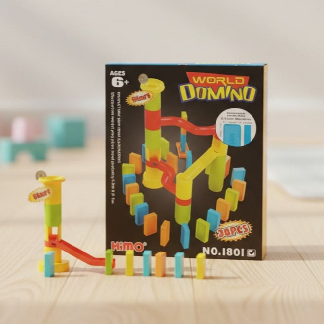 골드버그 도미노 마블런 (38pcs) 구슬트랙 게임 슬라이드 레일 조립블록 No1801, 1개