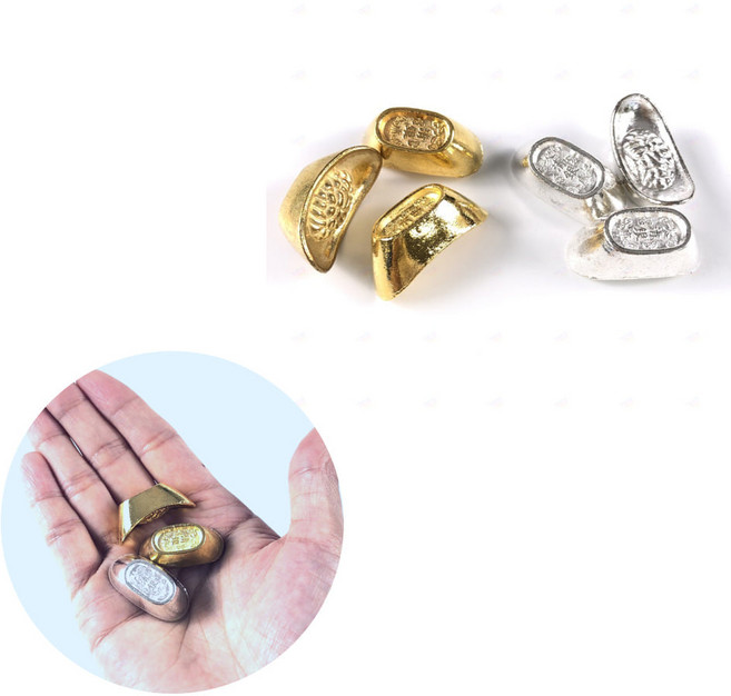 소문난마켓 소형 금괴 은괴 모형 주괴 재물운 행운 금전운 장식품 금덩어리 은덩어리 황금 실버 옛날 골드바, B 실버 은