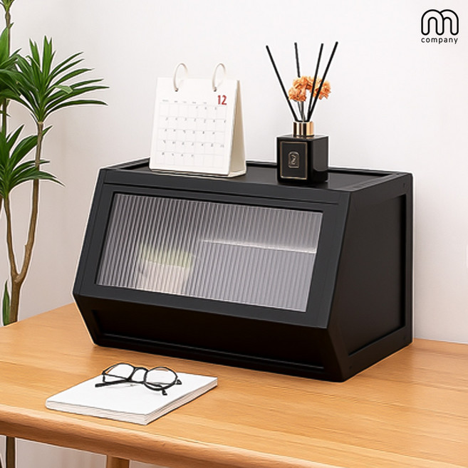 엠컴퍼니 블랙 원목 데스크 정리함 다용도 수납 정리 공간박스 대형 오거나이저 책상 책꽂이 인테리어 수납함 대나무 테이블 정리함 [dkffltm-5408297]