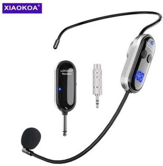 XIAOKOA 무선 마이크 헤드셋 UHF 무선 헤드셋 및 휴대용 마이크 LED 디지털 디스플레이 165 ft 범위 마이크 2 in 1, [01] 은, 1) U13A, 01 U13A