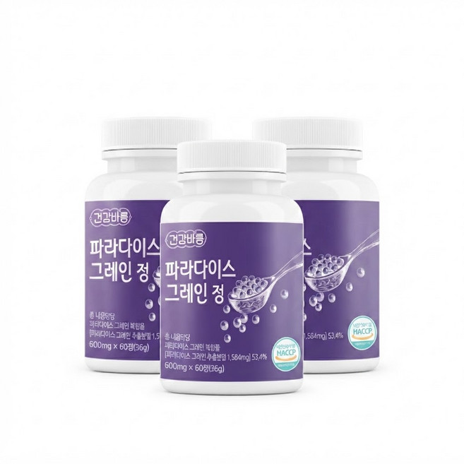 [식약처 인증] 건강바름 파라다이스 그레인, 3개, 60정