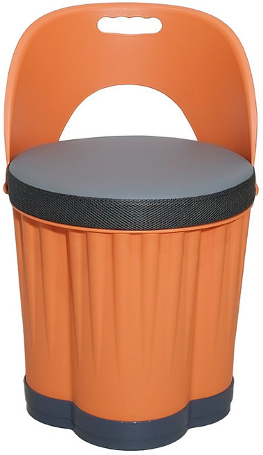 천하퍼니처 360도 회전 클로버 등받이 바퀴 수납의자, 1개, 오렌지/그레이/그레이