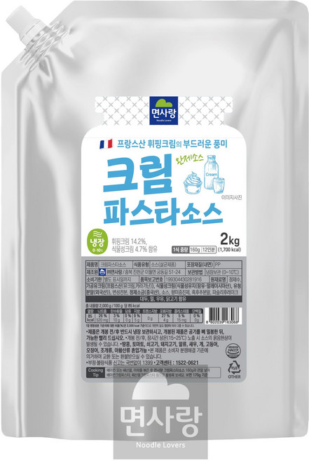 면사랑 크림베이스소스 냉장, 6개, 2kg