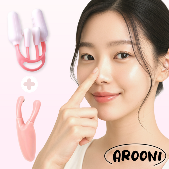 아루니 콧볼 축소 콧대 코교정기+ 코괄사 세트, 1세트, 핑크