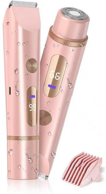 스마트 디스플레이 전동 제모기 충전식 방수 전신 제모기, 트리머, 핑크